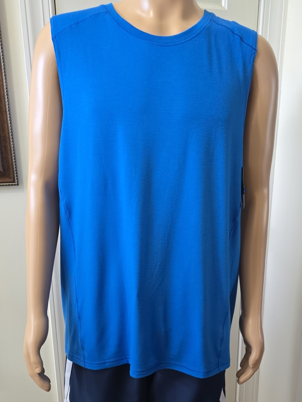 XERSION BRAND MEN'S BLUE SEAMED MUSCLE ATHLETIC TANK TOP SIZE XL